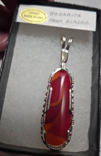 Load image into Gallery viewer, Custom  Cut Polished &amp; Wire Wrapped Rosarita from Alaska Necklace/Pendant Sterling Silver