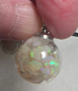 ***SOLD ***Custom Glass Ball Set: Necklace/Pendant Earrings Real Australian opal Chips