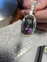 Load image into Gallery viewer, Custom Wire Wrapped Faceted Mystic Topaz Necklace/pendant Sterling Silver