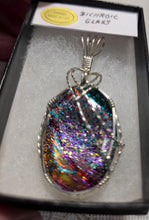 Load image into Gallery viewer, Custom Wire Wrapped Dichroic Glass Necklace/Pendant Sterling Silver
