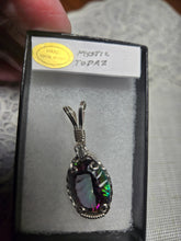 Load image into Gallery viewer, Custom Wire Wrapped Faceted Mystic Topaz Necklace/Pendant Sterling Silver