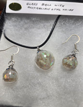 Load image into Gallery viewer, Custom Glass Ball Set: Necklace/Pendant Earrings Real Australian opal Chips