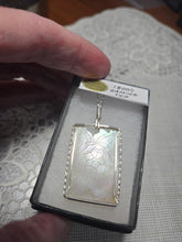 Load image into Gallery viewer, Custom Wire Wrapped 1800's Gaming Chip Hand Carved Mother of Pearl Necklace/Pendant  Sterling Silver