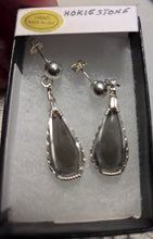 Load image into Gallery viewer, Custom Wire Wrapper Unpolished Hokie Stone Virginia Tech Gray Quarry: Earrings Sterling Silver