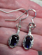Load image into Gallery viewer, Custom Wire Wrapped Faceted Iolite (Water Sapphire) Earrings Sterling Silver