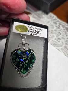 Custom Wire Wrapped European Vintage Heart Stone Necklace/Pendant Sterling Silver
