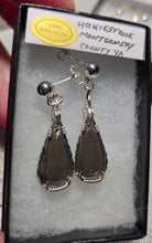 Load image into Gallery viewer, Custom Wire Wrapper Polished Hokie Stone Virginia Tech Gray Quarry: Earrings Sterling Silver
