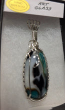 Load image into Gallery viewer, Custom Wire Wrapped Art Glass Necklace/Pendant Sterling Silver