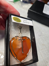 Load image into Gallery viewer, Custom Wire Wrapped Red Agate Heart/Cross Necklace/Pendant Sterling Silver