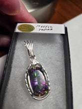 Load image into Gallery viewer, Custom Wire Wrapped Faceted Mystic Topaz Necklace/Pendant Sterling Silver