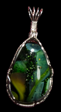 Load image into Gallery viewer, Custom Wire Wrapped Art Glass Necklace/Pendant Sterling Silver