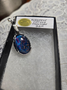 Custom Wire Wrapped European Vintage Stone Necklace/Pendant Sterling Silver