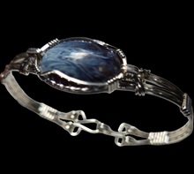 Load image into Gallery viewer, Custom Cut Polished &amp; Wire Wrapped Rebecca Iron Ore Furnace Slag Bracelet Sterling Silver Size 7 1/4
