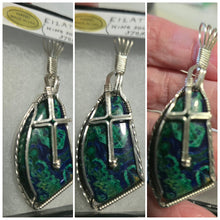 Load image into Gallery viewer, Custom Cut Polished &amp; Wire Wrapped Eilat King Solomon Stone Necklace/Pendant Sterling Silver