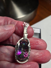 Load image into Gallery viewer, Custom Wire Wrapped Faceted Mystic Topaz Necklace/Pendant Sterling Silver