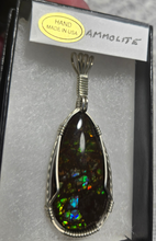 Load image into Gallery viewer, Custom Wire Wrapped Ammolite Necklace/Pendant Sterling Silver