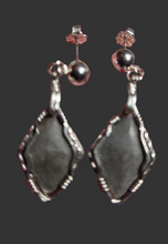 Load image into Gallery viewer, Custom Wire Wrapper Unpolished Hokie Stone Virginia Tech Gray Quarry: Earrings Sterling Silver