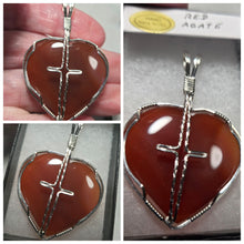 Load image into Gallery viewer, Custom Wire  Wrapped Red Agate Heart/Cross Necklace/Pendant Sterling Silver