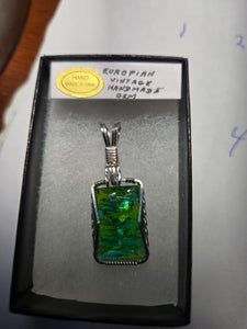 Custom Wire Wrapped European Vintage Stone Necklace/Pendant Sterling Silver