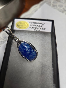 Custom Wire Wrapped European Vintage Stone Necklace/Pendant Sterling Silver