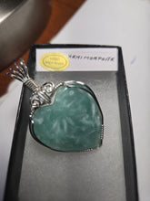 Load image into Gallery viewer, Custom Wire Wrapped Hemimorphite Heart Necklace/Pendant Sterling Silver