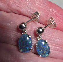 Load image into Gallery viewer, Beautiful Lightning Ridge Black Opal Earrings in Sterling Silver