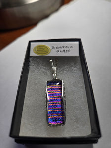 Custom Wire Wrapped Dichroic Glass Necklace/Pendant Sterling Silver