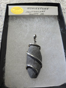 New Style Virginia Tech Hokie Stone Unpolished Gray Quarry Necklace/Pendant  Sterling Silver