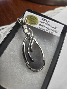 Custom Wire Wrapped unpolished Hokie Stone from Virginia Tech Quarries Necklace/Pendant Sterling Silver