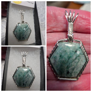 Custom Cut Polished & Wire Wrapped Mariposite Necklace/Pendant Sterling Silver