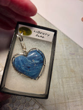 Load image into Gallery viewer, Custom Cut Polished &amp; Wire Wrapped Liberty Iron Ore Furnace Slag Heart Necklace/Pendant Sterling Silver