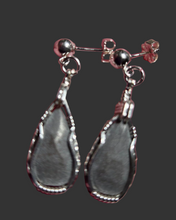 Load image into Gallery viewer, Custom Wire Wrapper Unpolished Hokie Stone Virginia Tech Gray Quarry: Earrings Sterling Silver
