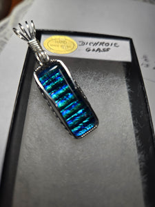 Custom Wire Wrapped Dichroic Glass Necklace/Pendant Sterling Silver