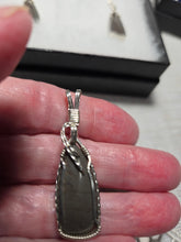 Load image into Gallery viewer, Custom Cut Polished &amp; Wire Wrapped Virginia Tech Gray Hokie Stone Set: Necklace/Pendant/Earrings Sterling Silver