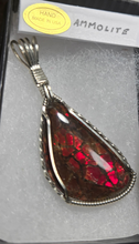 Load image into Gallery viewer, Custom Wire Wrapped Ammolite Necklace/Pendant Sterling Silver