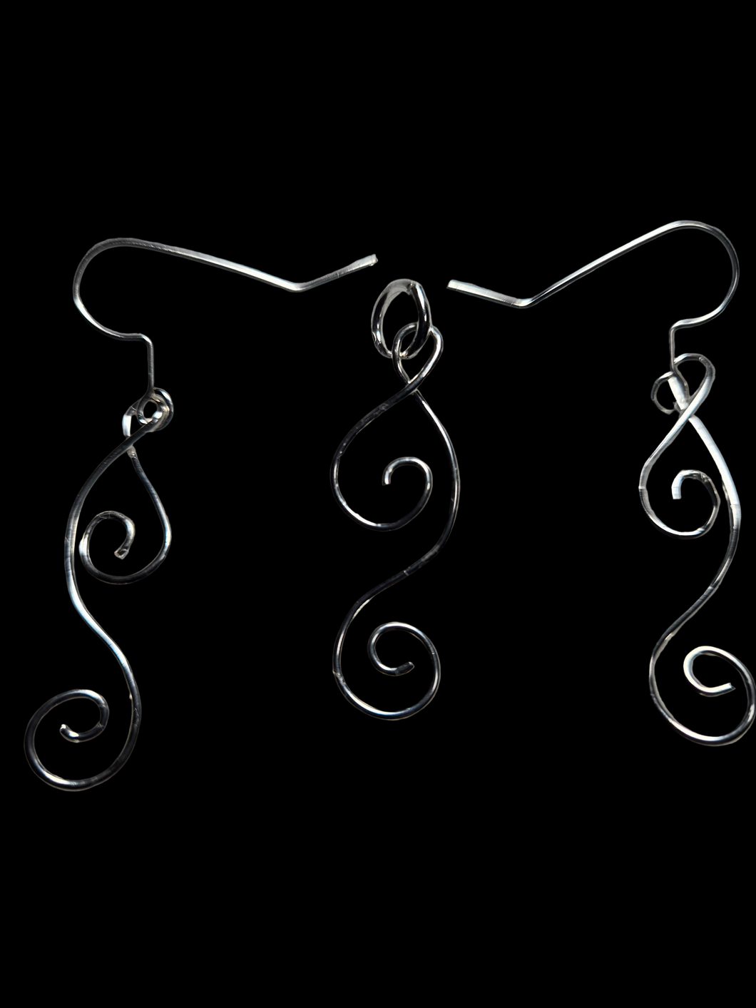 Custom Wire Wrapped Argentium Set: Necklace/Pendant & Earrings