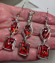 Load image into Gallery viewer, Custom Wire Wrapped Orange Spinel Faceted Stone Set: Necklace/Pendant &amp; Earrings