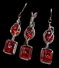 Load image into Gallery viewer, Custom Wire Wrapped Orange Spinel Faceted Stone Set: Necklace/Pendant &amp; Earrings