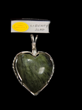 Load image into Gallery viewer, Custom Cut Polished &amp; Wire Wrapped Liberty Iron Ore Furnace Slag Heart Necklace/Pendant Sterling Silver