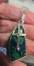 Load image into Gallery viewer, Custom Cut Polished &amp; Wire Wrapped Eilat King Solomon Stone Necklace/Pendant Sterling Silver