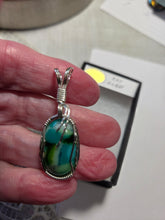 Load image into Gallery viewer, **SOLD**Custom Wire Wrapped Art Glass Necklace/Pendant Sterling Silver