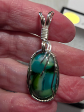 Load image into Gallery viewer, **SOLD**Custom Wire Wrapped Art Glass Necklace/Pendant Sterling Silver