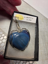 Load image into Gallery viewer, Custom Cut Polished &amp; Wire Wrapped Liberty Iron Ore Furnace Slag Heart Necklace/Pendant Sterling Silver
