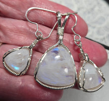 Load image into Gallery viewer, Custom Wire Wrapped Moonstone Set: Earrings Necklace/Pendant Sterling Silver