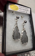 Load image into Gallery viewer, Custom Wire Wrapper Unpolished Hokie Stone Virginia Tech Gray Quarry: Earrings Sterling Silver