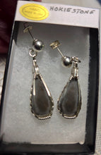 Load image into Gallery viewer, Custom Wire Wrapper Unpolished Hokie Stone Virginia Tech Gray Quarry: Earrings Sterling Silver