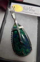 Load image into Gallery viewer, Custom Cut Polished &amp; Wire Wrapped Eilat King Solomon Stone Necklace/Pendant Sterling Silver