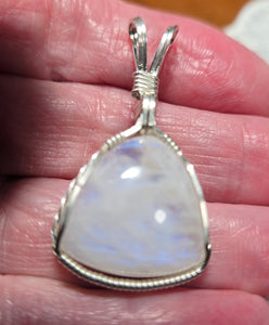 Custom Wire Wrapped Moonstone Set: Earrings Necklace/Pendant Sterling Silver