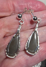 Load image into Gallery viewer, Custom Wire Wrapper Polished Hokie Stone Virginia Tech Gray Quarry: Earrings Sterling Silver