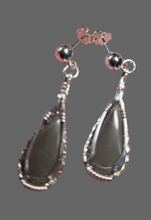Load image into Gallery viewer, Custom Wire Wrapper Polished Hokie Stone Virginia Tech Gray Quarry: Earrings Sterling Silver